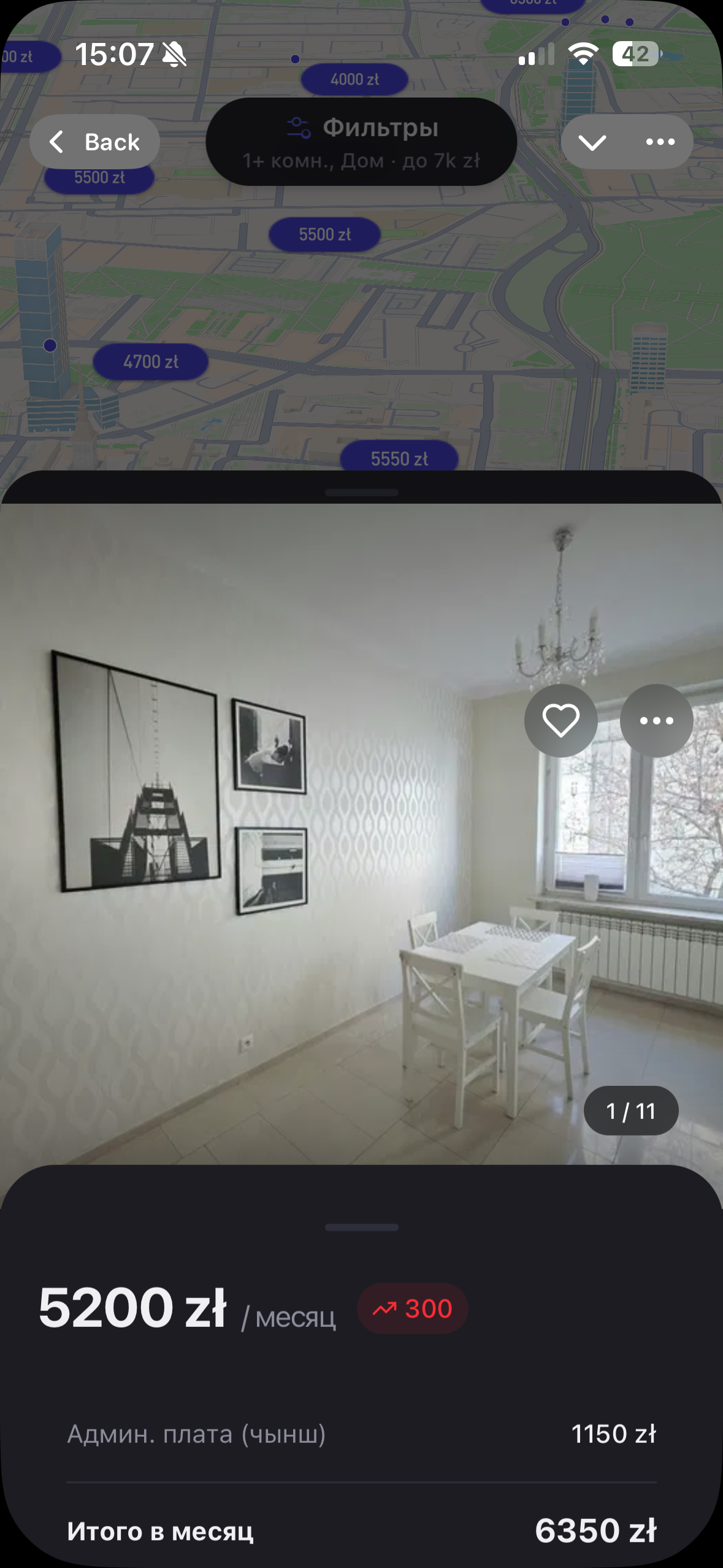 История изменения цены квартиры в Homerenty